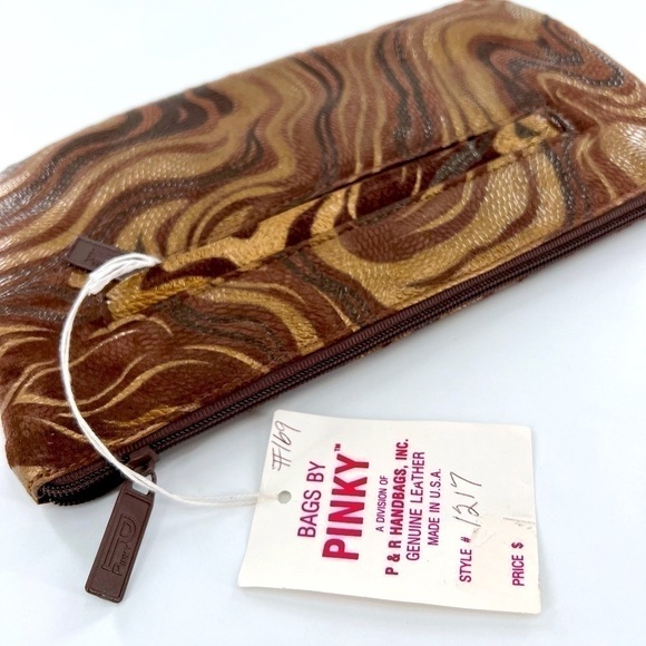 Bags by PINKY clutch, vtg/retro 80's leather, Brown/Bronze made in USA - Picture 13 of 13